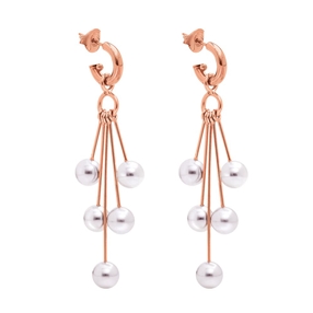 Pearl Fusion Silver 925 18k Rose Gold Plated Long Earrings-